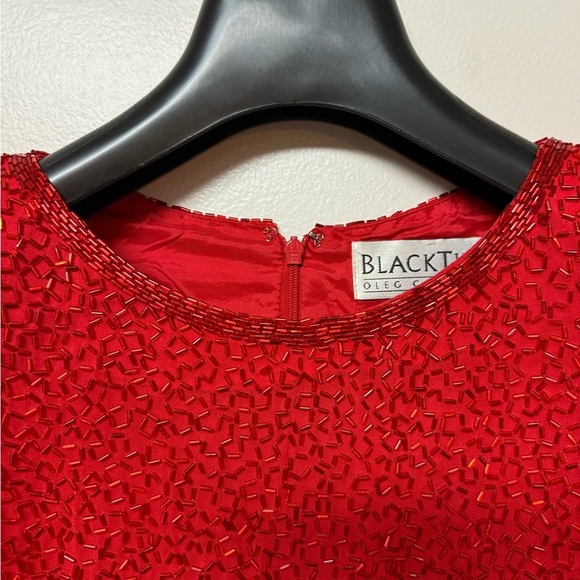 Oleg Cassini Vintage Radiant Red Sequin Midi Dress Size 12 - Picture 3 of 9